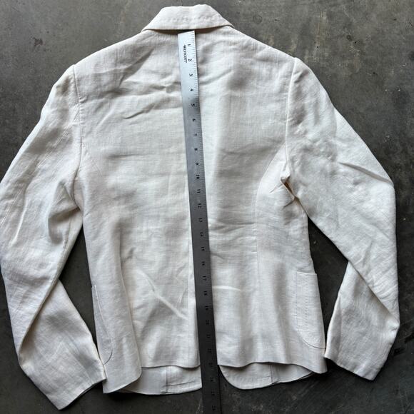 Vintage Faconnable Blazer Men's Sz 6 Beige Linen Canvas Hopsack Premium Designer - Picture 10 of 11